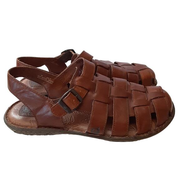 Born Mens Fisherman Sandals Genuine Leather Brown Slip On Shoes Mens 9 Beach - Picture 2 of 12